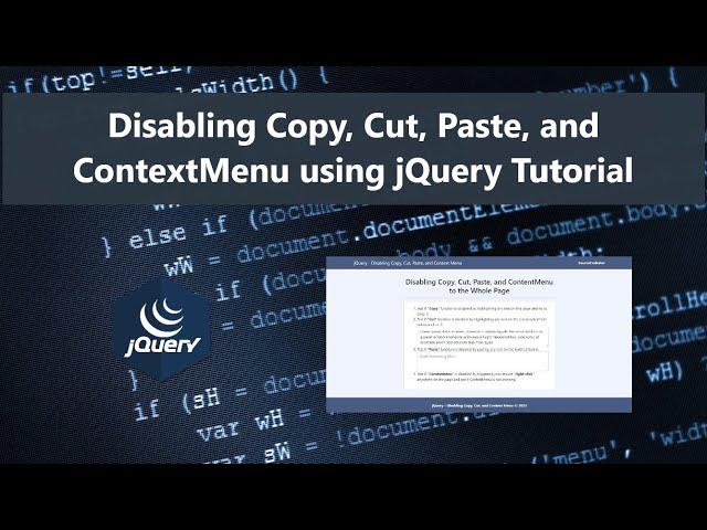 Disabling Copy, Cut, Paste, and Context Menu using jQuery DEMO