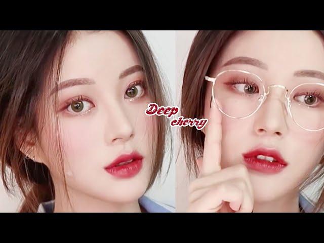 쿨한 딥 체리 데일리 메이크업(인생렌즈발견️)/Deep cherry Daily make upㅣ지니비zinib