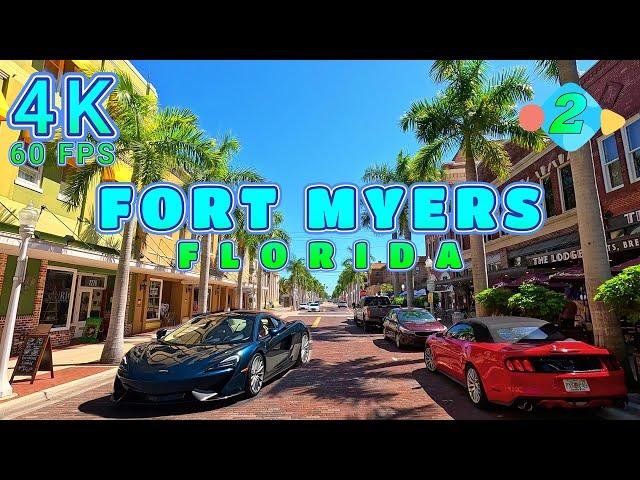 Fort Myers Drive on a Beautiful Day Part 2/4, Florida USA 4K-UHD