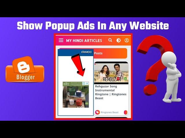 How To Add Popup Sticky Floating Bottom Ads In Blogger WebSite & WordPress Website - Hindi