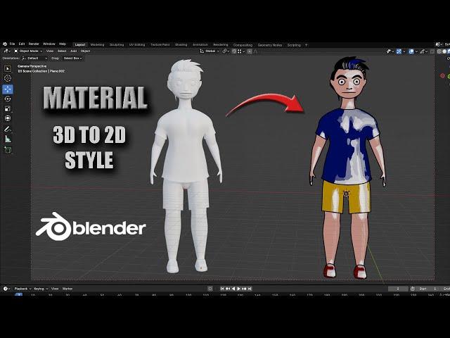 Transform Your 3D Character: Adding 2D Style Materials in Blender!