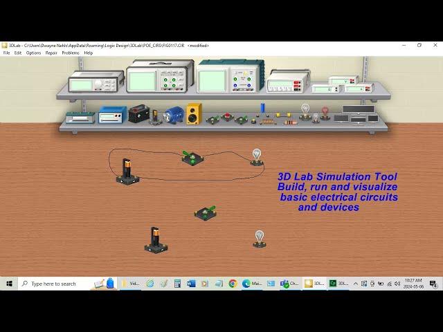 3DLab - a basic series circuit with light bulb and interactive switch