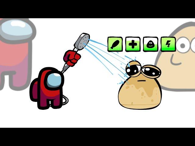 Mini Crewmate Kills POU Characters | Among Us