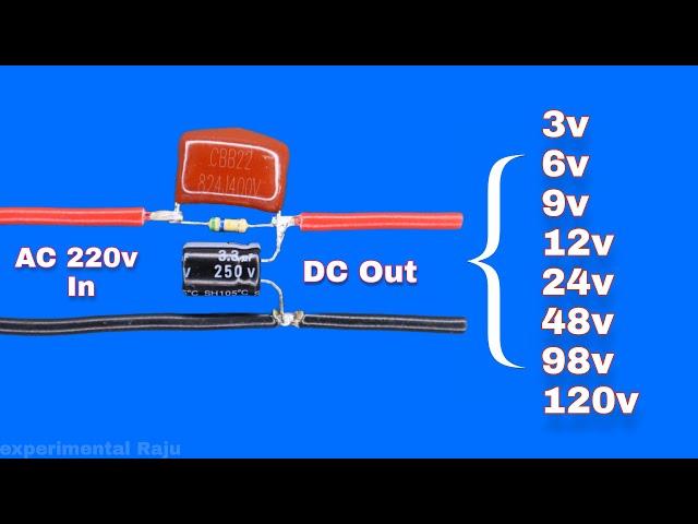 220 volt to 3/6/9/12/24/48/98/120/180 v. DC LED driver Circuit without Transformer - Multi Output