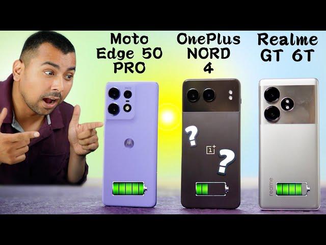 Oneplus Nord 4 vs realme GT 6T vs moto edge 50 pro : Battery Test,Camera,BGMI & More