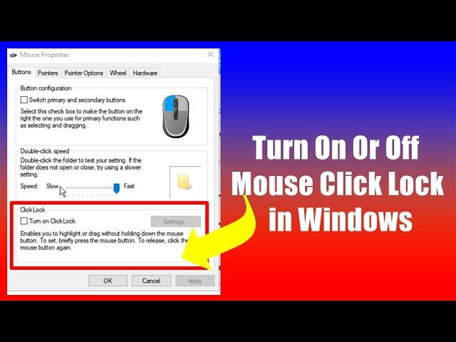 How to Turn On or Off Mouse Click Lock in Windows 11/10 | Enable Mouse Click Lock in Windows 11/10