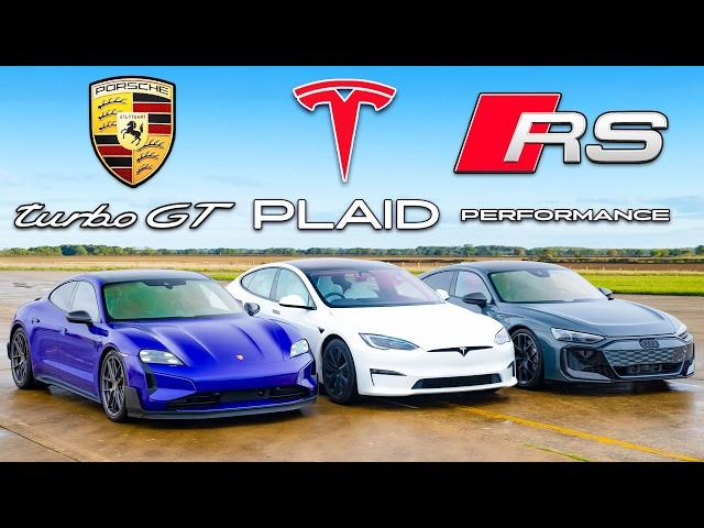 Porsche Taycan Turbo GT v Tesla v Audi RS GT: DRAG RACE