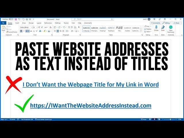 How to Make Microsoft Word Paste Website Links as URL Addresses Rather Than Page Titles