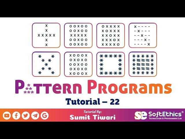 Pattern Programs Tutorial: Part 22 - Plus, X, Square pattern and more...