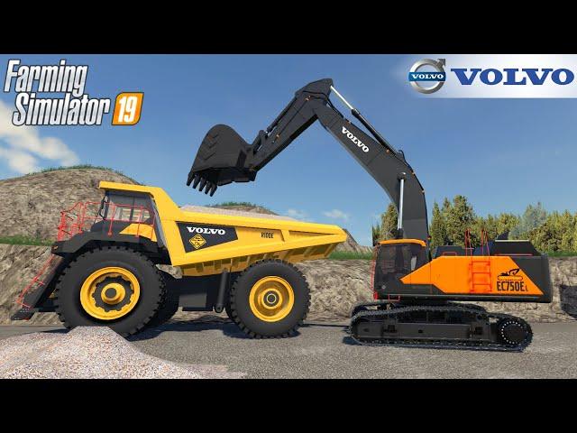 Farming Simulator 19 - VOLVO EC 750EL Excavator Loading Mining Dump Truck