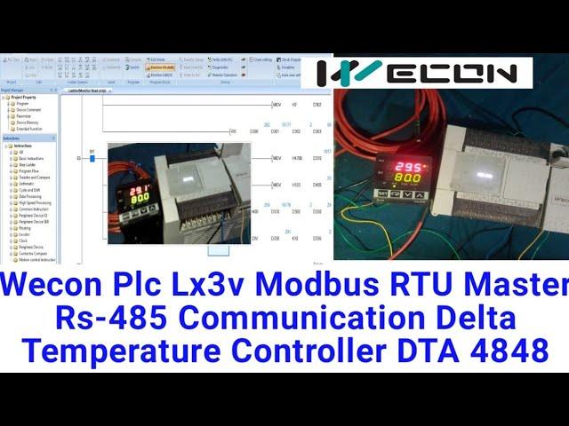 Wecon Plc Lx3v Modbus RTU Master Rs-485 Communication Delta Temperature Controller DTA 4848