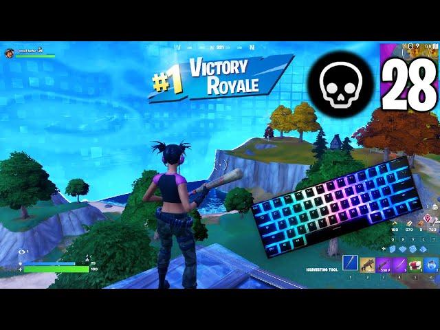 28 Elimination Solo Squads Gameplay  Full Game + Keyboard Sounds (Fortnite Chapter 4 Season 2)