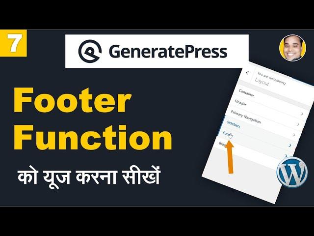Use Footer Function In GeneratePress Theme | GeneratePress Theme Customize Tutorial Part 7 Hindi