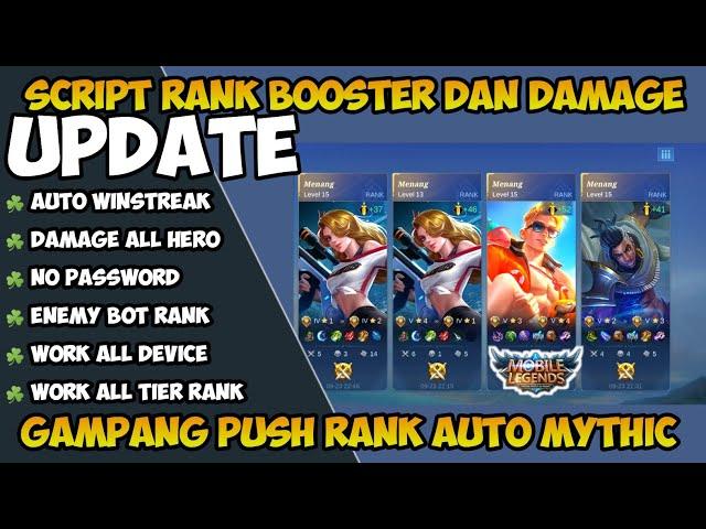 NEW UPDATE SCRIPT RANK BOOSTER DAN DAMAGE ALL HERO MOBILE LEGENDS