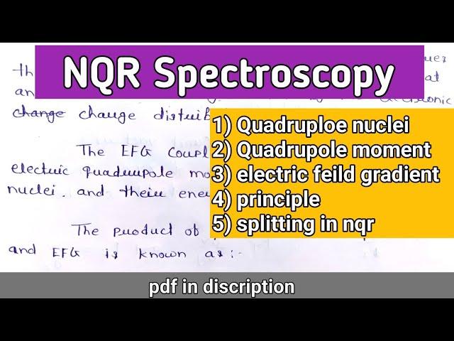 Nuclear qudrupole resonance (NQR) spectroscopy ( @relatechemistry21 )