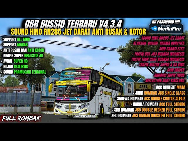 OBB BUSSID TERBARU V4.3.4 SOUND HINO RN285 JET DARAT SUOSS | GRAFIK ETS2 SUPER HD 4K|FULL ROMBAK BUS