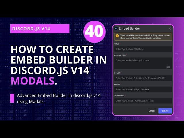 Creating Advanced Embed Builder with Modal in Discord.js v14