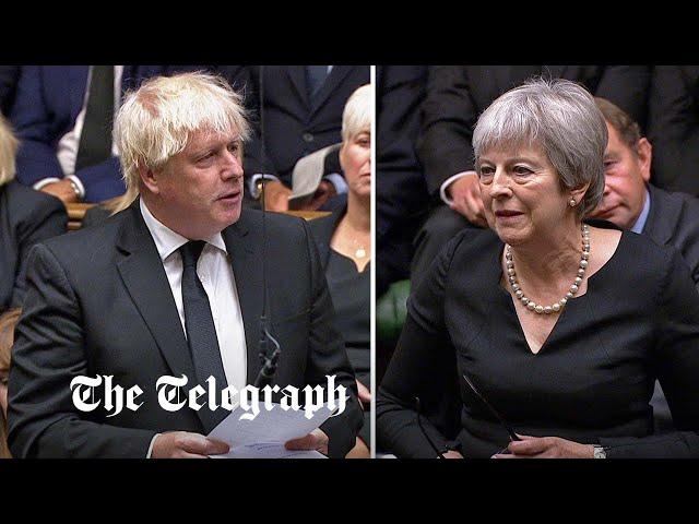 Boris Johnson and Theresa May deliver emotional speeches for Queen Elizabeth II in Commons