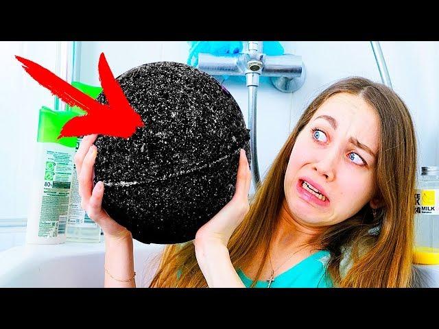 DIY | GIANT BLACK BATH BOMB! CHALLENGE and Pranks by Anny May