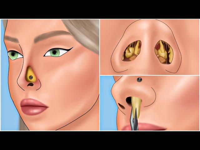 ASMR Nose Mucus Deep Cleaning Animation | Massive Booger and Unmanaged Piercing Removal