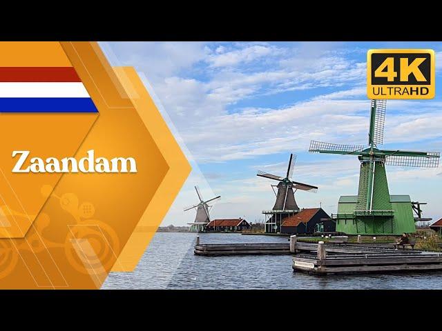 Ride bike to Windmills of Zaanse Schans   March 2021 -  4k | 60fps