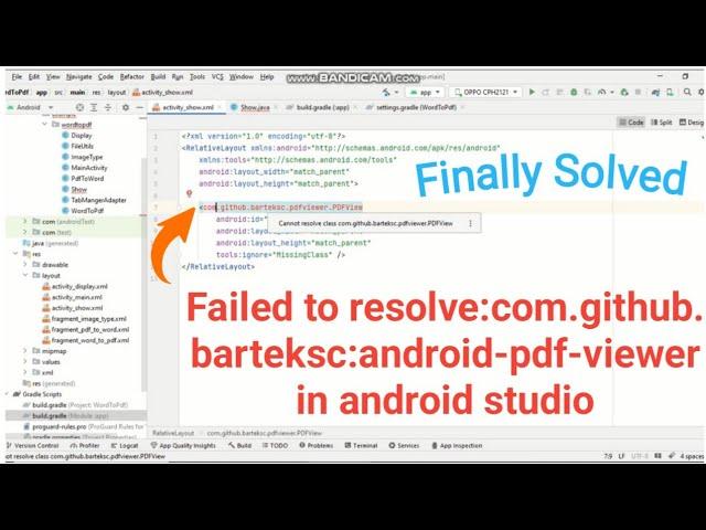 Failed to resolve: com.github.barteksc:android-pdf-viewer in android studio