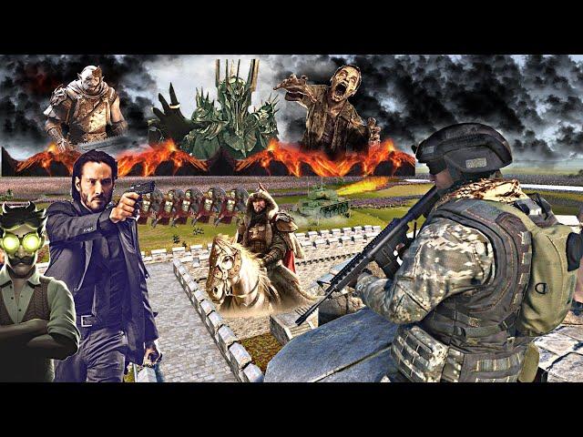 6.000.000 MORDOR ARMY ATTACKS COMMANDER JOHN WICK'S FORTRESS - Epic Battle Simulator 2 - UEBS 2