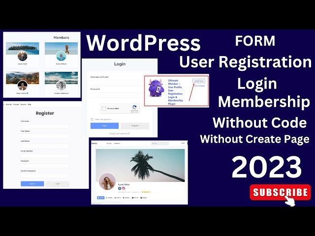 How to Create a WordPress User Registration Login Signup User Account Pages  Form without code 2023