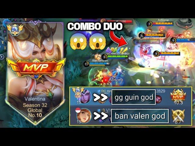 GLOBAL VALENTINA GAMEPLAY COMBO AUTOWIN DUO RANKED!! VALENTINA X GUINEVERE!! - MOBILE LEGENDS