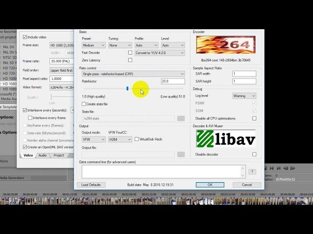 How to Render videos using the x264 codec in Vegas Pro