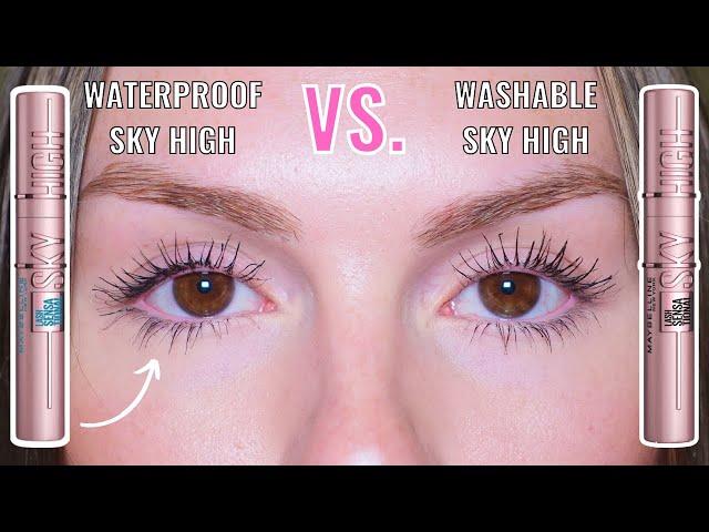 MAYBELLINE SKY HIGH MASCARA: WATERPROOF VS. WASHABLE - WHICH IS BETTER? | 10-HOUR WEAR TEST