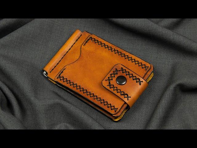 Кошелёк из кожи своими руками. Зажим для денег / Silmple leather wallet handmade leathercraft