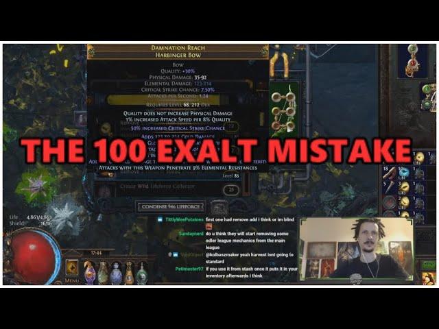 [PoE] Stream Highlights #397 - The 100 exalt mistake