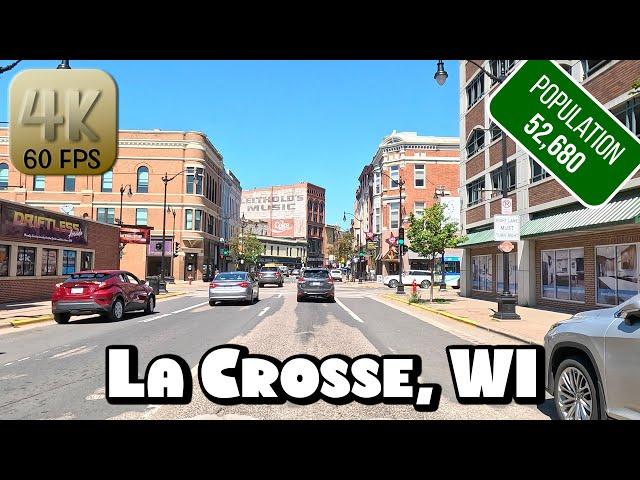 Driving Around Downtown La Crosse, Wisconsin in 4k Video