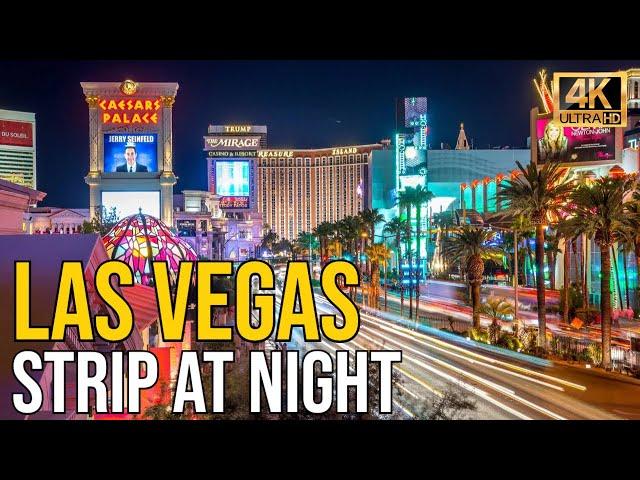 Las Vegas Strip at Night 2021 4k HDR - 1 Hour Virtual Walking Tour & Travel Guide