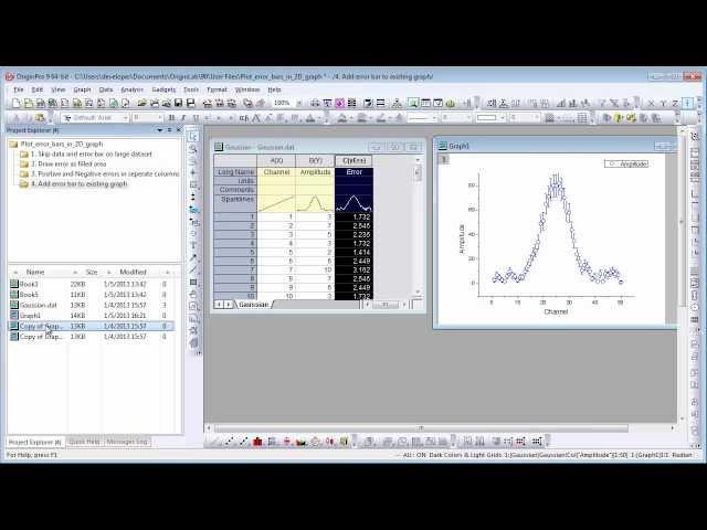 Graphing: Origin 9: Plot Error Bars in 2D Graph