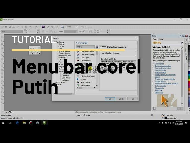 cara mengatasi menu bar putih di coreldraw x5 x6 tidak terlihat