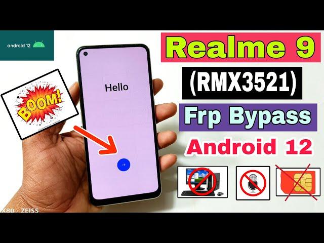 Realme 9 FRP Bypass Android 12 Update | Realme (RMX3521) Google Account Bypass Without Pc | 100% Ok