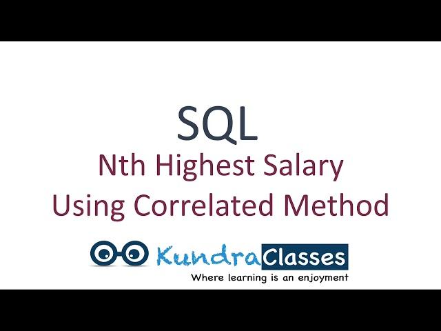 Correlated Nested Query for calculating nth highest salary in Hindi