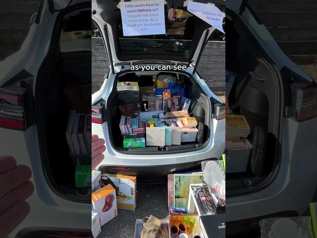 A Tesla at the #fleamarket ️  #flohmarkt #teslamodely #electricvehicle #ev #tesla #elon #stuttgart