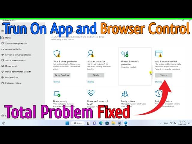 How To Fix Problem App and Browser Control|Account Protection|Virus Threat Protection All Trun On