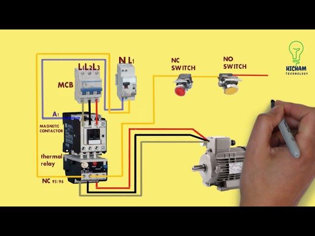 three phase motor starter Control overload Wiring diagram