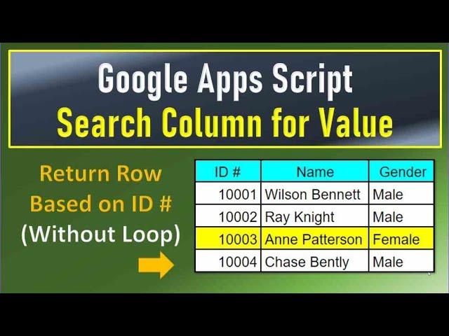 Google Apps Script Search Column for Value