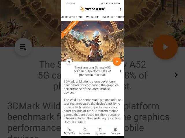 Samsung A52 5G Running 3DMark Wild Life Benchmark