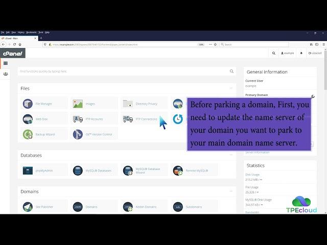 TPEcloud Tutorial: How to Park a Domain in cPanel