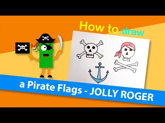 Draw a Pirate Flag - JOLLY ROGER and Anchor for kids with EASY PEN.