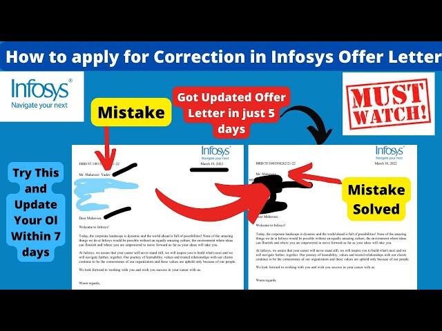 How to apply for Correction in Infosys Offer Letter | Step by Step Explanation | In March 2022