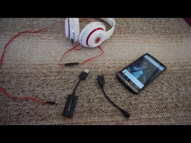 Headset connected to Smartphone through USB sound card & OTG cable