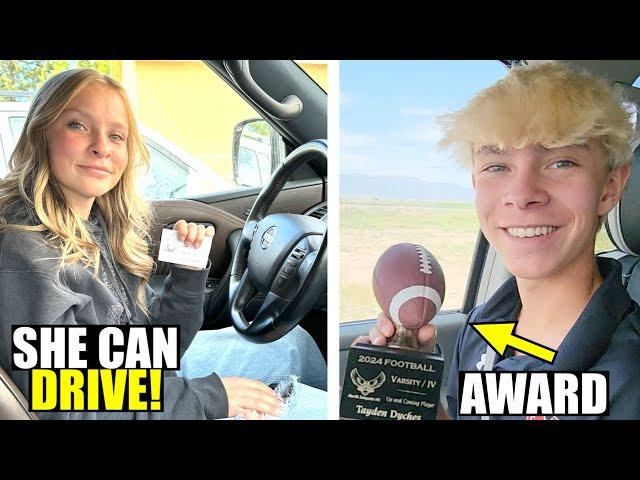 SHE GOT HER DRIVERS PERMIT and TAYDEN got a FOOTBALL AWARD!