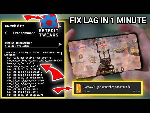 REDUCE ANDROID JOB Schedule to fix LAG & FPS DROP for gaming on any device | setedit tweaks